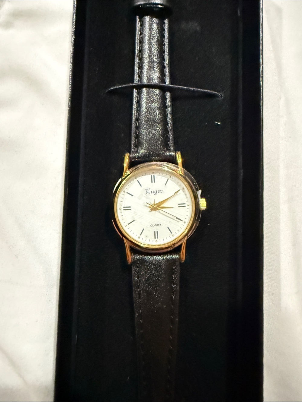 Luger watch. 8.5 inches (needs new battery! (seal on watch face ! )